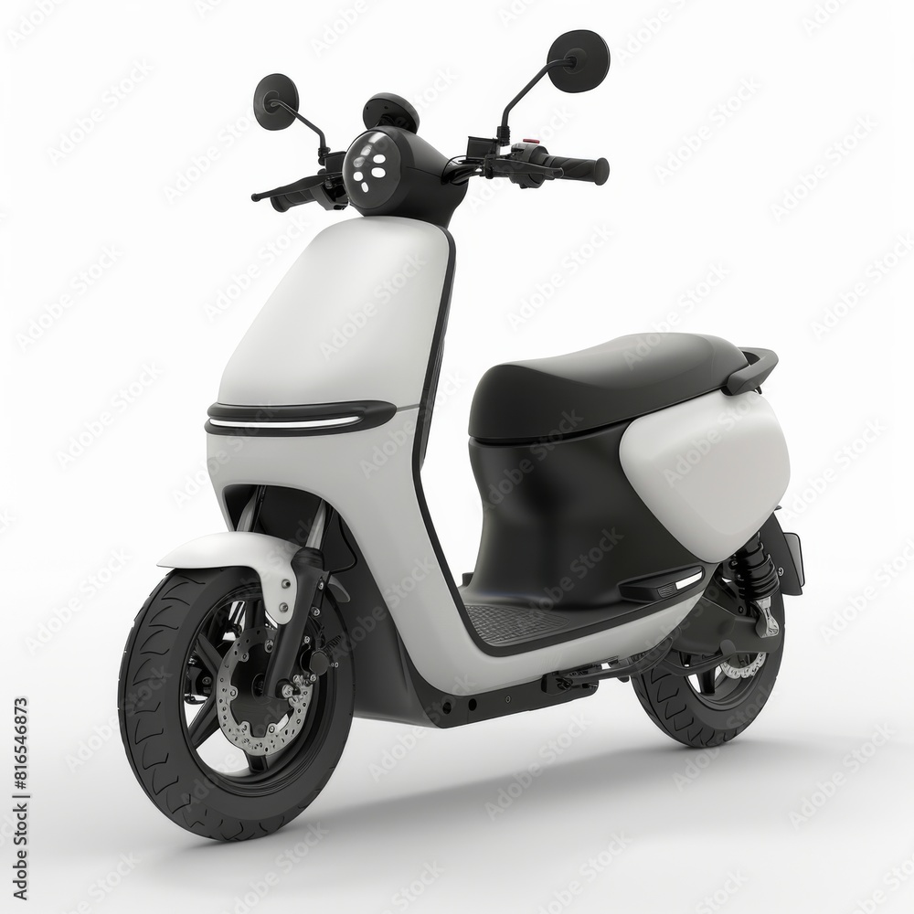 White and black scooter isolated on a plain white background White and black scooter isolated on a plain white background