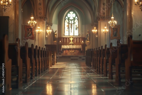 A church with candles lit on the floor