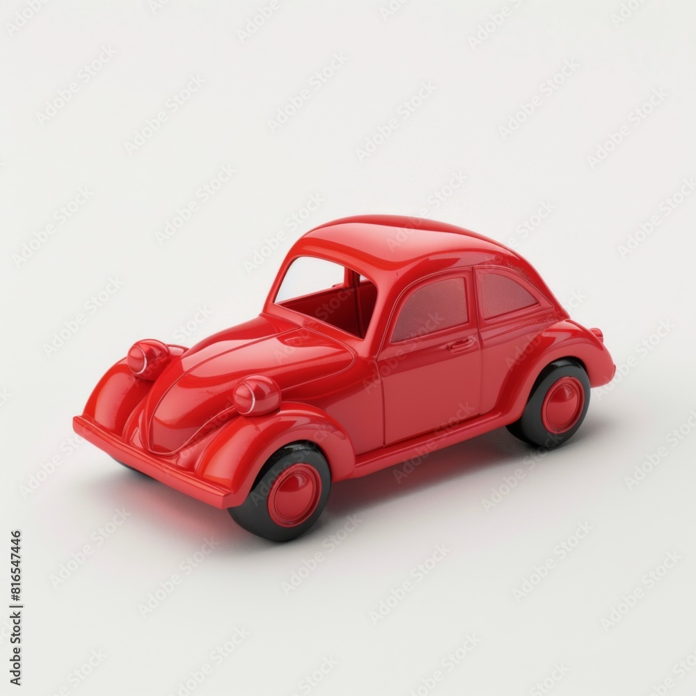 Red toy car isolated on a plain white background Red toy car isolated on a plain white background
