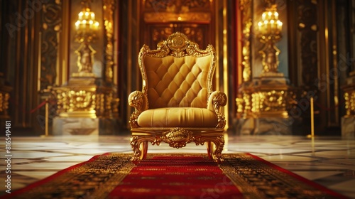 gold arm chair in castle palace interior