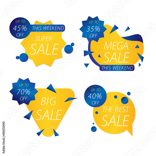 Sale labels collection set discount gradient sale badges