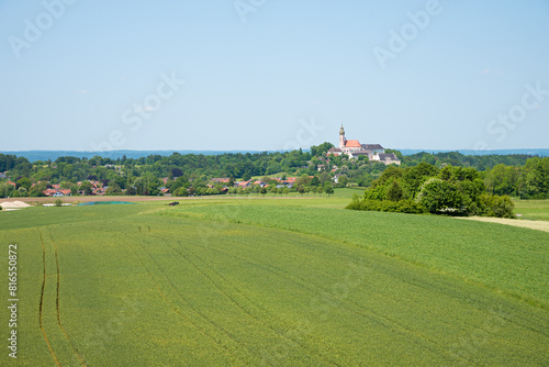 fields around cloister Andechs, rural landscape bavaria