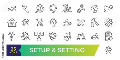 Settings and Setup icon set. UI icon collection and Vector illustration.