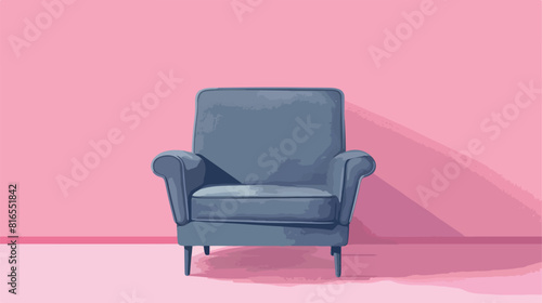 Grey armchair on pink background Vector illustration.