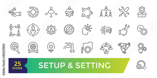 Settings and Setup icon set. UI icon collection and Vector illustration.