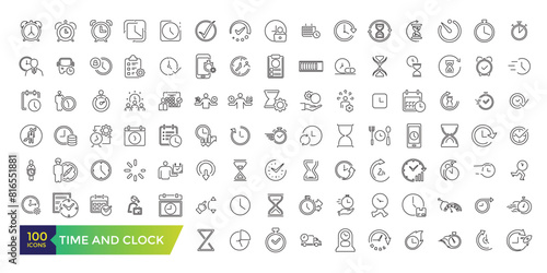 Time and Clock icon set. UI icon collection and Vector illustration.
