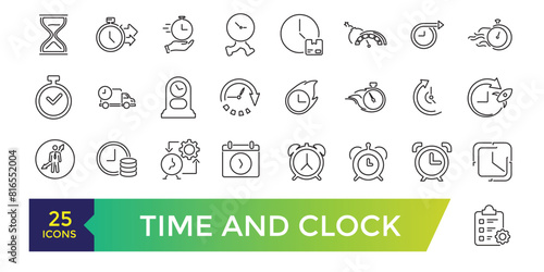 Time and Clock icon set. UI icon collection and Vector illustration.
