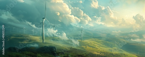 wind generators on a cloudy ridge photo