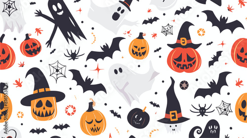 Halloween seamless pattern with scary and spooky magic