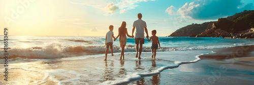 A Family s Day at the Beach: Candid Fun and Togetherness captured in Photo Realistic Seaside Serenity photo