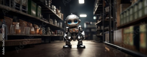 A robot is standing in a store aisle © Andrey