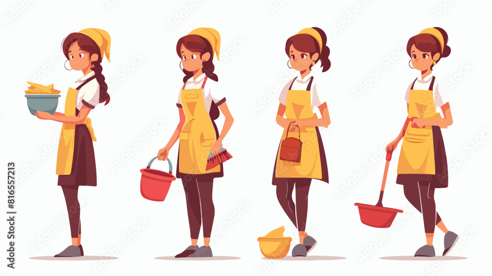 Happy housemaid maid housekeeping or house cleaning 