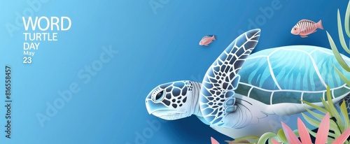 World Turtle Day, May 23 banner template with text WORLD TURTLE DAY May 23