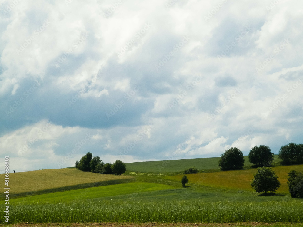 Fototapeta premium Hills and meadows of Kashubia Region, Poland.