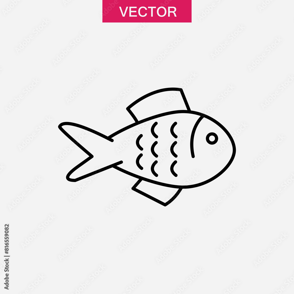 Obraz premium Fish line icon, aquatic animal line icon trendy style illustration on white background..eps