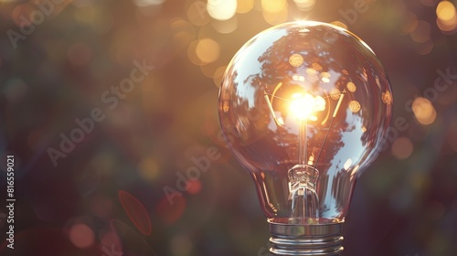 Closeup on an energyefficient lightbulb, representing small steps towards mitigating global warming photo