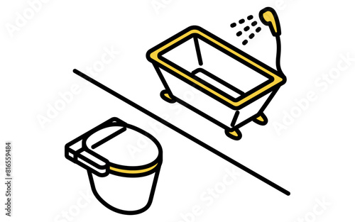 賃貸：風呂トイレ別、アイソメトリックイラスト