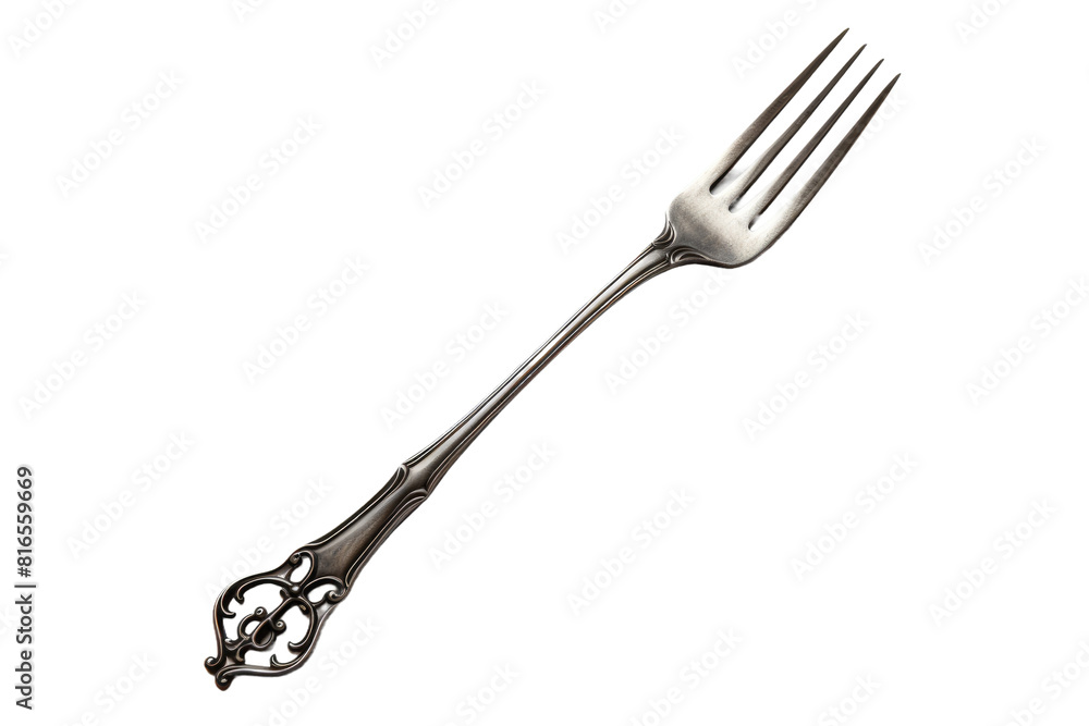 The Lustrous Dance of Silver: A Forks Metal Handle on White or PNG Transparent Background. The Lustrous Dance of Silver: A Forks Metal Handle on White or PNG Transparent Background.