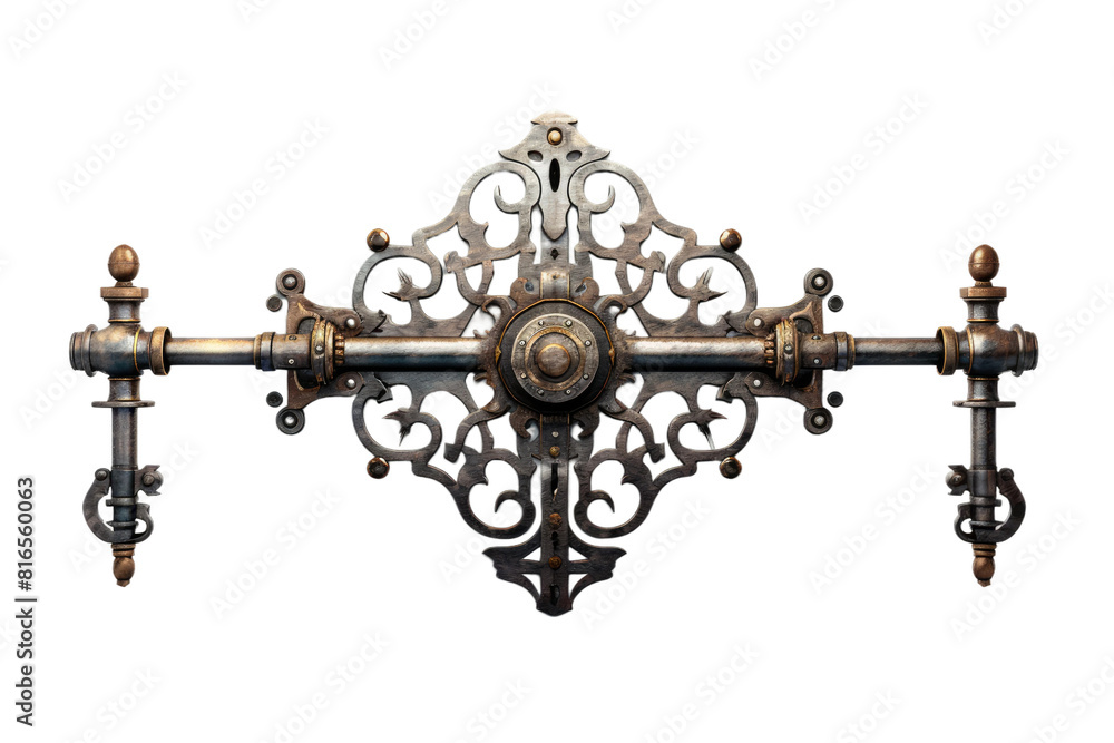 Elegant Whimsy: Intricate Metal Wall Mounted Hook on White or PNG Transparent Background. Elegant Whimsy: Intricate Metal Wall Mounted Hook on White or PNG Transparent Background.