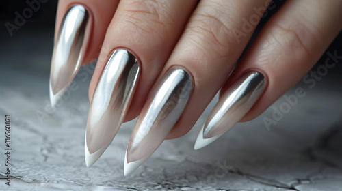 Silver French Nail Art