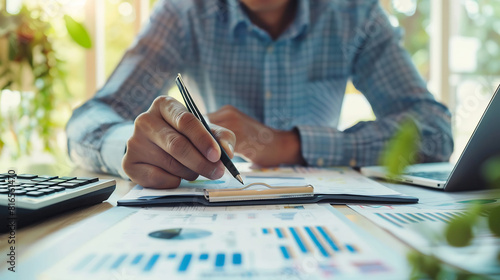 Businessman Reviewing Tax Calculations