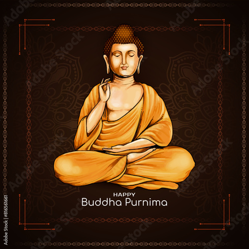 Happy Buddha Purnima cultural Indian festival background illustration