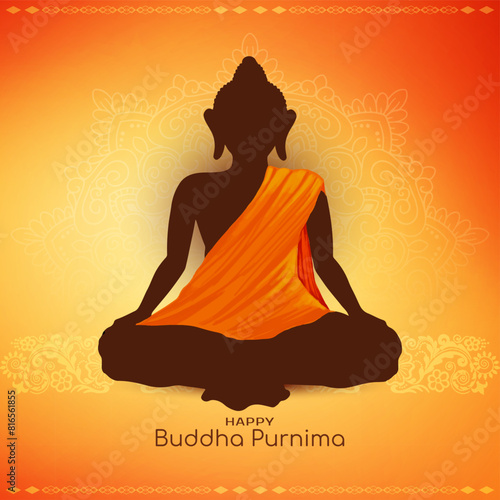 Happy Buddha Purnima traditional Indian festival elegant background