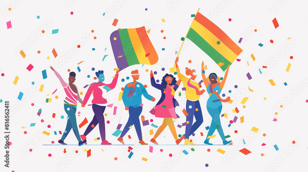 A pride parade icon with colorful marchers, symbolizing LGBTQ+ community celebrations and events, LGBT icons for applications A pride parade icon with colorful marchers, symbolizing LGBTQ+ community celebrations and events, LGBT icons for applications
