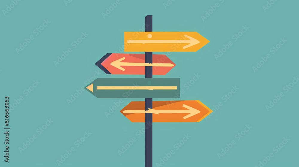 A signpost icon with directional arrows, representing navigation choices and decision points, Icons for navigation A signpost icon with directional arrows, representing navigation choices and decision points, Icons for navigation