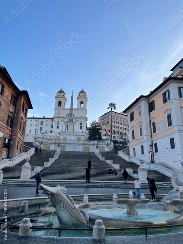Spanish Steps in the Plaza of Spain in Rome in the early morning 