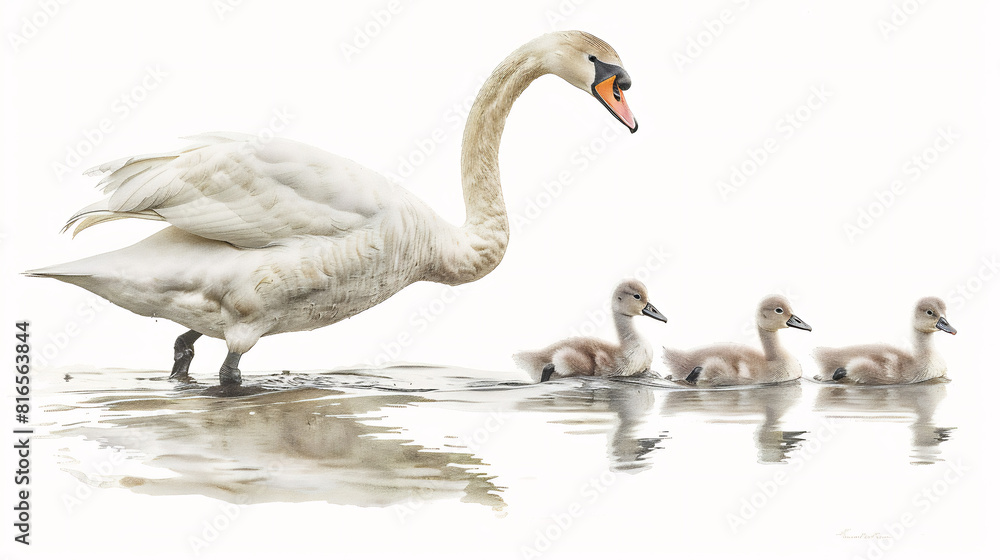 Obraz premium Parenting Journey of Mute Swans