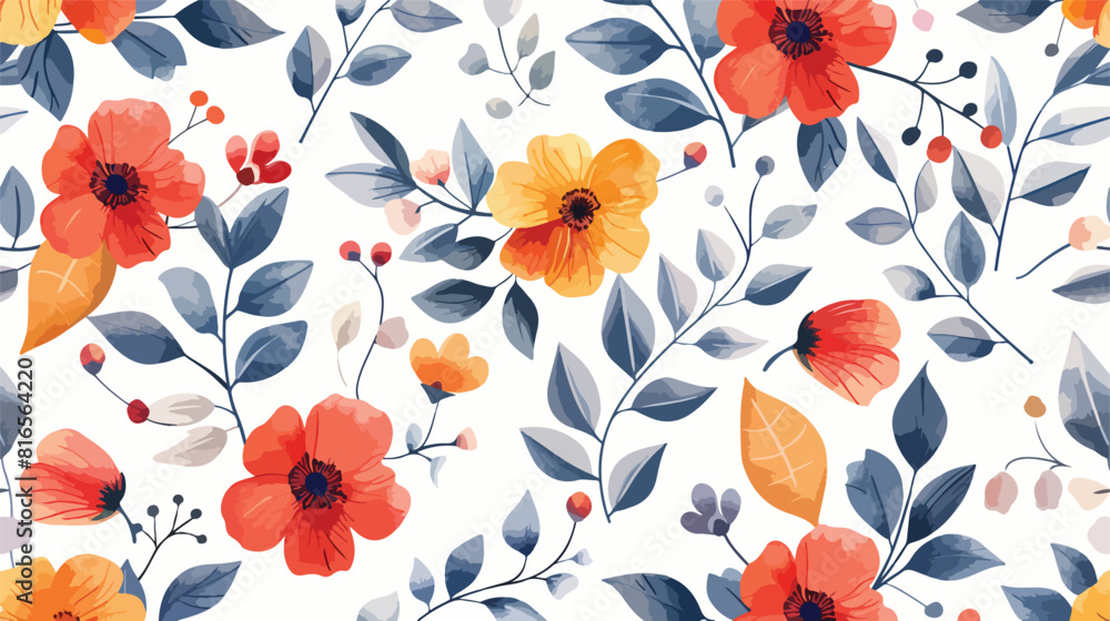 Pattern flowers with leafs isolated icon vector illustration