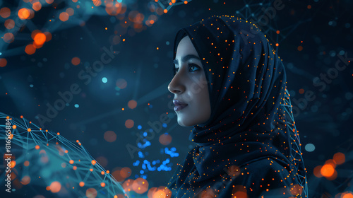 Middle Eastern Woman in AI Era photo