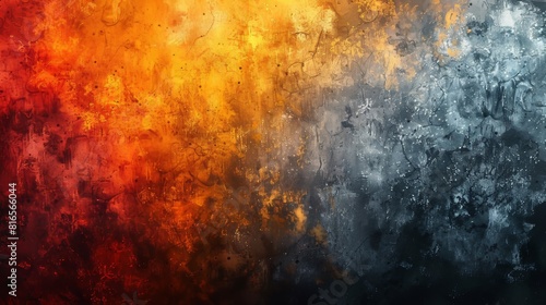 An abstract retro effect with yellow orange brown black  grainy noise grungy spray texture  empty space glowing bright light  and light gradient rough abstract vibe