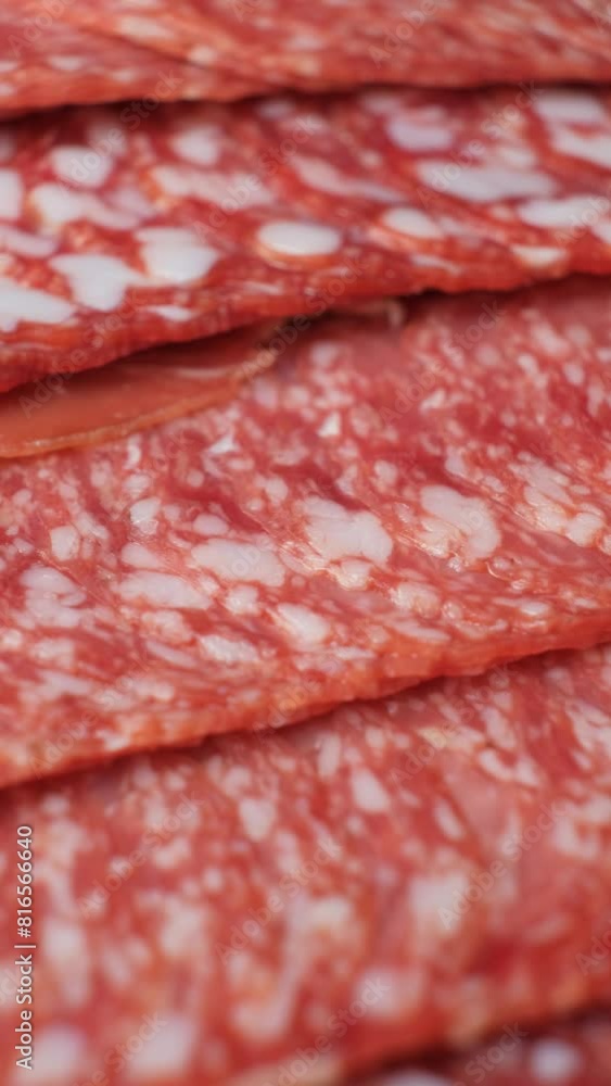 Cold cuts, cutting various sausages, vertical rotation Cold cuts, cutting various sausages, vertical rotation