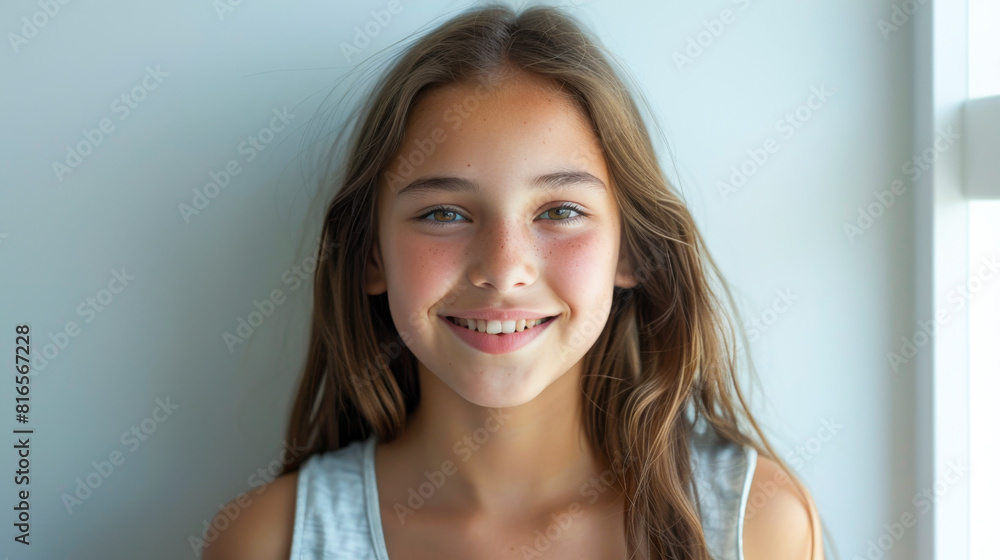 Smiling 14-Year-Old Girl in Casual Swimwear
Smiling 14-Year-Old Girl in Casual Swimwear