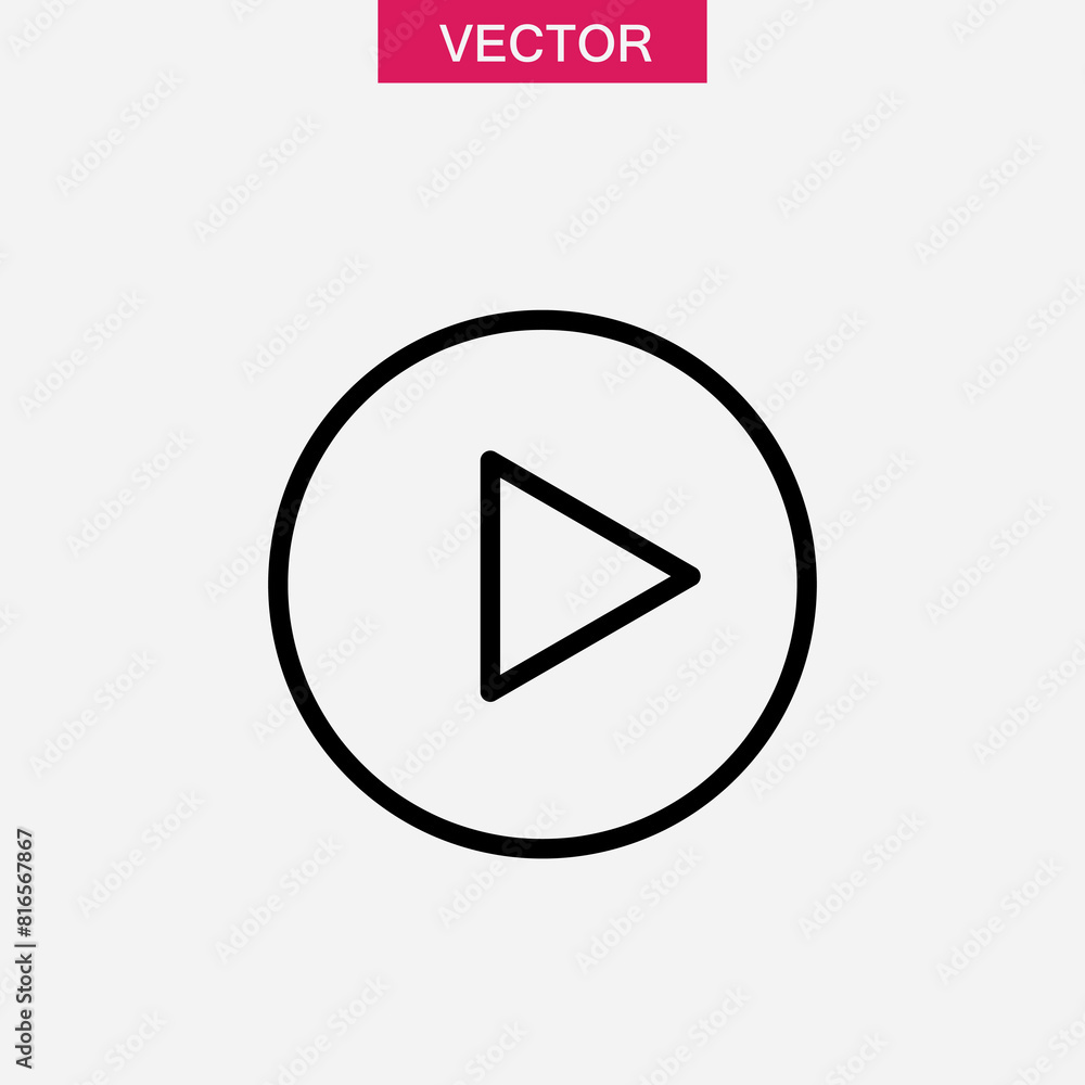 Play button line icon, vector flat simple illustration for web and app..eps Play button line icon, vector flat simple illustration for web and app..eps