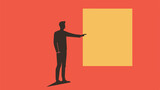 Pictogram silhouette male figure with square dialog background