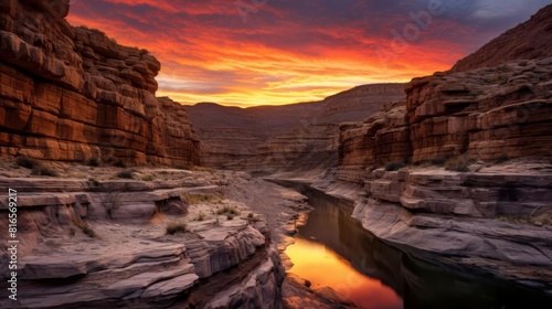 a beautiful sunset over a canyon