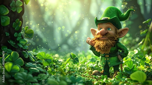 banner background of National Leprechaun Day theme banner design for microstock, no text, and wide copy space, A leprechaun