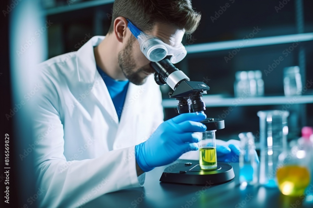 scientist testing biodiesel experiment in a science laboratory scientist testing biodiesel experiment in a science laboratory