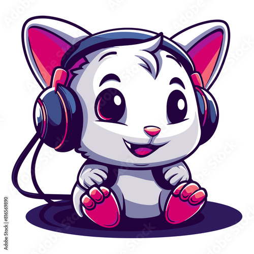 Headphone with Mouse Illustration: Cute Logo Design for Computer Gaming Accessory