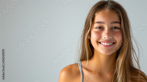 Headshot of Teen Girl in Light Grey Swimwear 