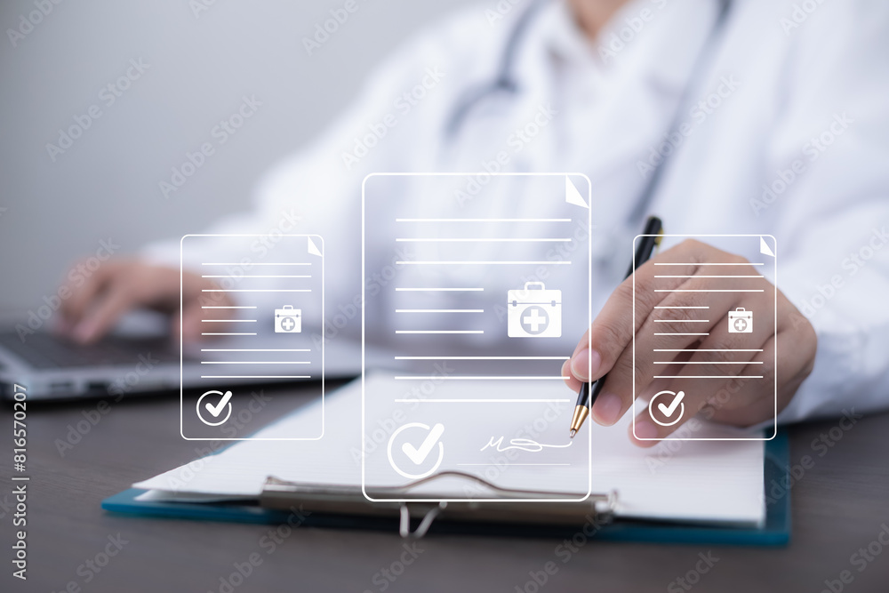 Doctor and patient health information. Patient's personal history and ...