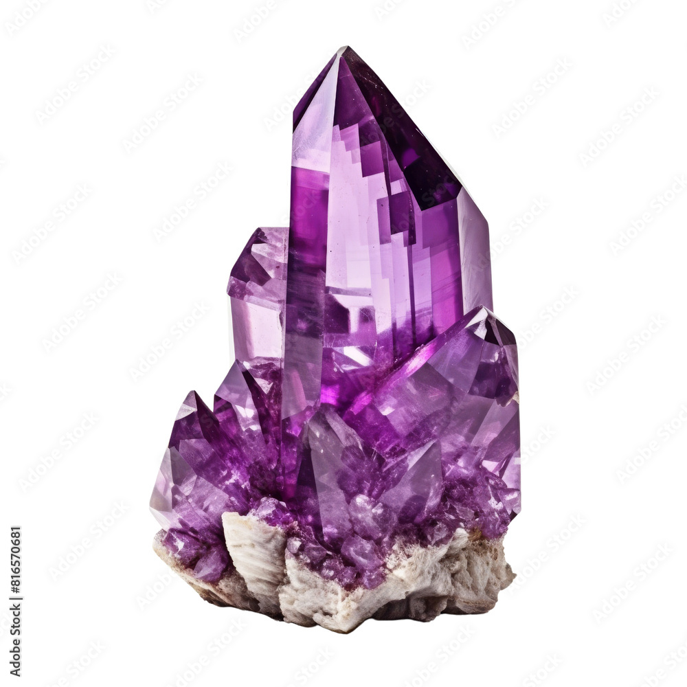 Shimmering Amethyst Crystal on Isolated Background. Shimmering Amethyst Crystal on Isolated Background.