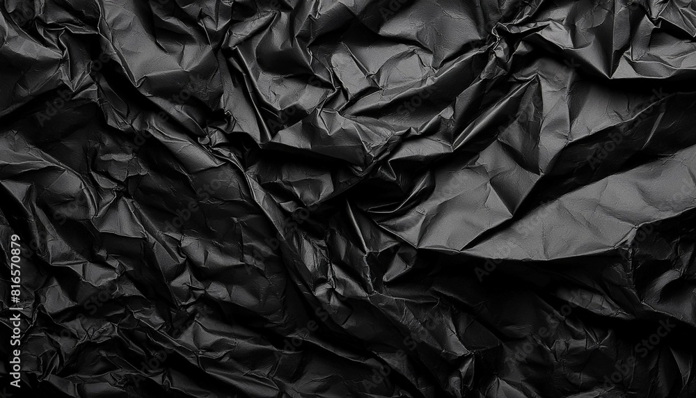 Obraz premium Uncover the allure of a single-colored crumpled paper texture background, rendered in deep black, offering a timeless elegance to your designs.