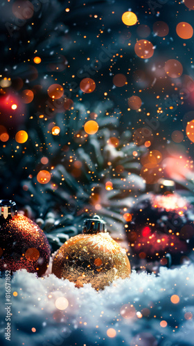 Christmas Border with Snowy Blurred Background  © Creative Valley