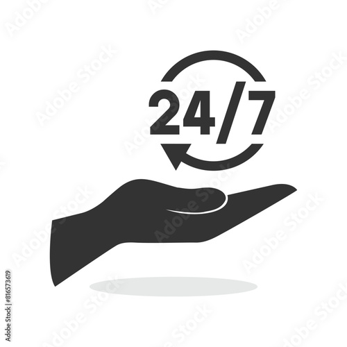 24 open service icon symbol with palm hand vector illustration.