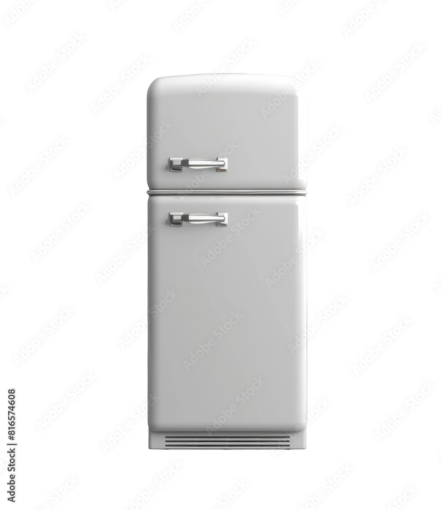 A silver refrigerator, transparent background, png. A silver refrigerator, transparent background, png.