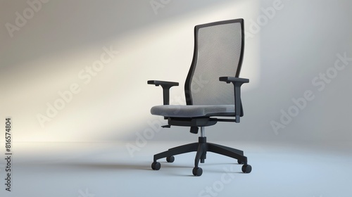 A contemporary desk chair with ergonomic design and breathable mesh back, ideal for home office setups, set against a white background.